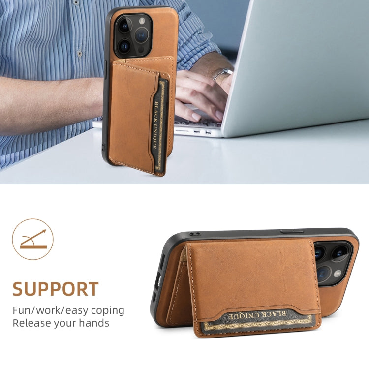 For iPhone 14 Pro Denior D13 Retro Texture Leather MagSafe Card Bag Phone Case(Brown) - iPhone 14 Pro Cases by Denior | Online Shopping UK | buy2fix