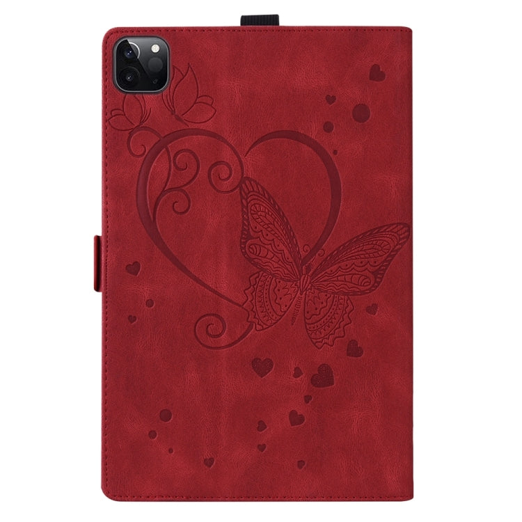 For iPad Pro 11 2024 Love Butterfly Embossed Leather Tablet Case(Red) - iPad Pro 11 2024 Cases by buy2fix | Online Shopping UK | buy2fix