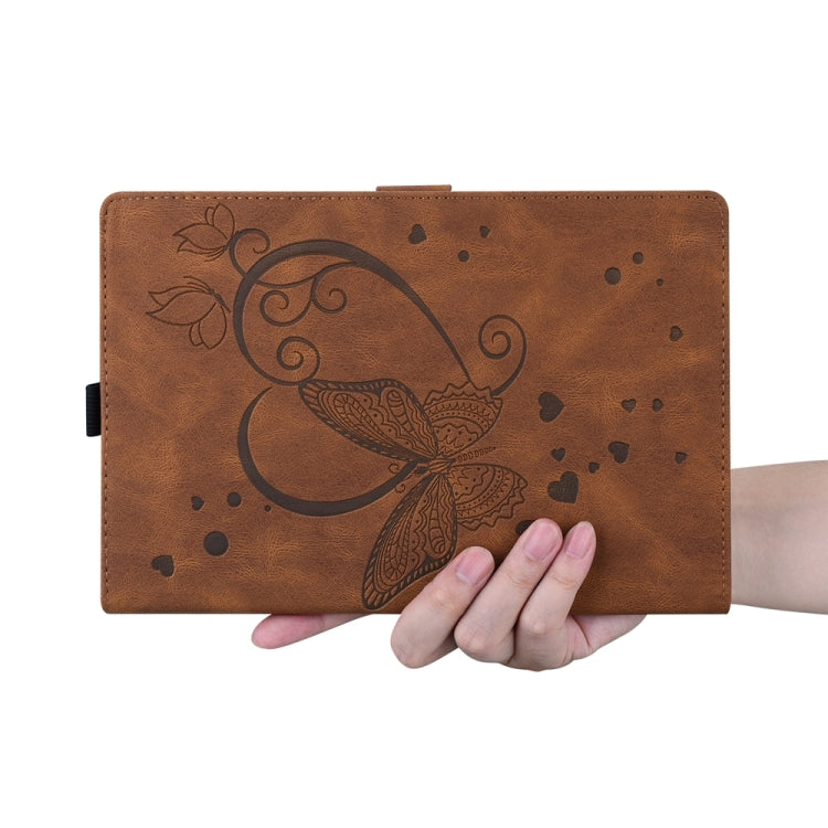 For iPad Pro 11 2024 Love Butterfly Embossed Leather Tablet Case(Brown) - iPad Pro 11 2024 Cases by buy2fix | Online Shopping UK | buy2fix