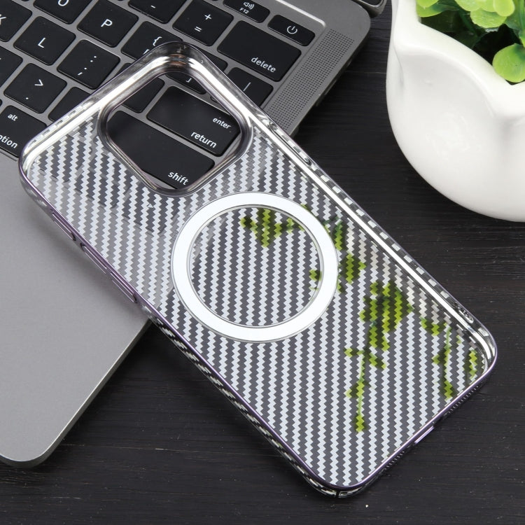 For iPhone 13 Pro 6D Plated Carbon Fiber Clear Magsafe PC Phone Case(Aurora Purple) - iPhone 13 Pro Cases by buy2fix | Online Shopping UK | buy2fix