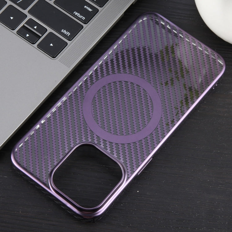 For iPhone 13 6D Plated Carbon Fiber Clear Magsafe PC Phone Case(Aurora Purple) - iPhone 13 Cases by buy2fix | Online Shopping UK | buy2fix