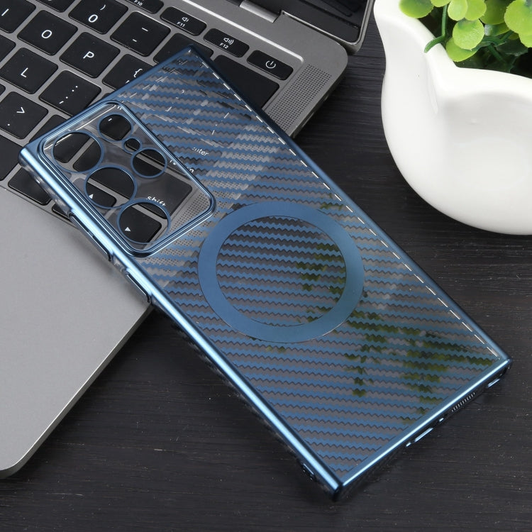 For Samsung Galaxy S23 Ultra 5G 6D Plated Carbon Fiber Clear Magsafe PC Phone Case(Dream Blue) - Galaxy S23 Ultra 5G Cases by buy2fix | Online Shopping UK | buy2fix