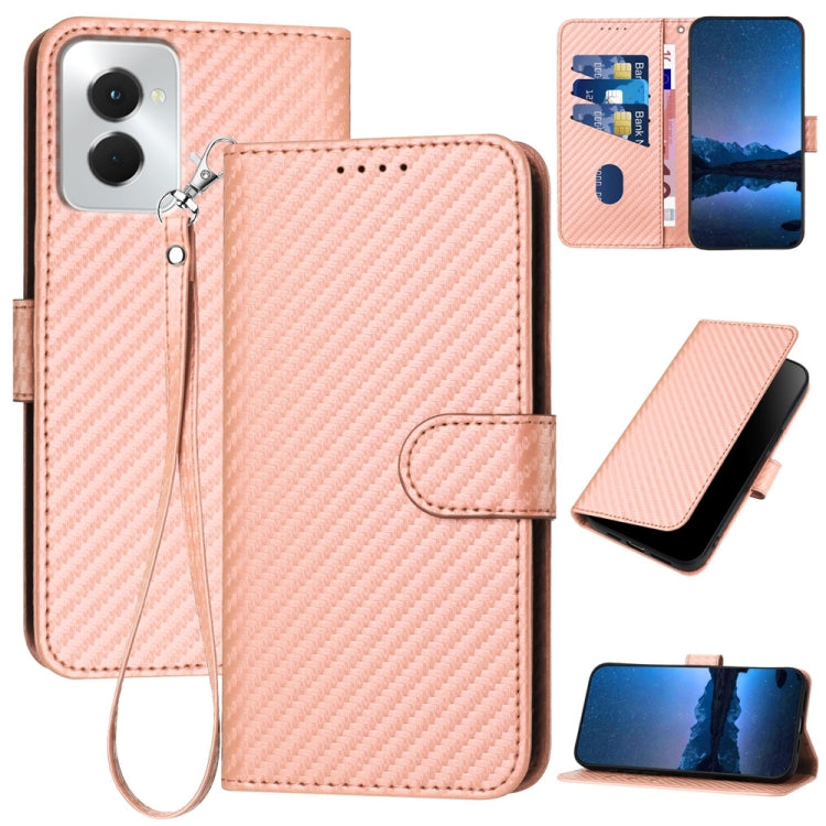 For Motorola Moto G Power 5G 2024 YX0070 Carbon Fiber Buckle Leather Phone Case with Lanyard(Pink) - Motorola Cases by buy2fix | Online Shopping UK | buy2fix