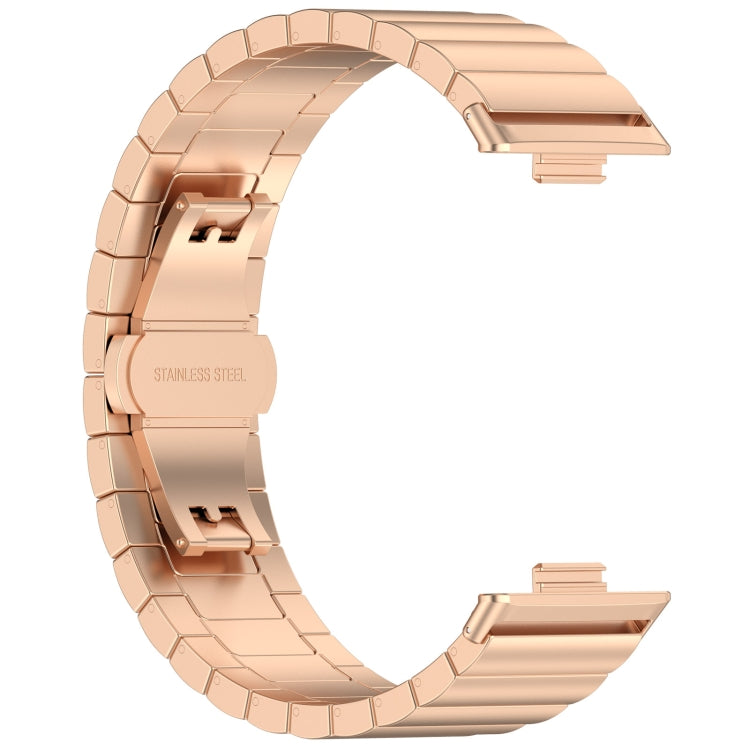 For Huawei Watch Fit3 One Bead Stainless Steel Watch Band(Rose Gold) - Watch Bands by buy2fix | Online Shopping UK | buy2fix