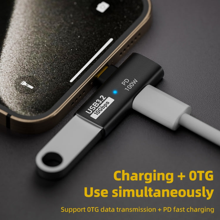 2 in 1 PD 100W USB-C / Type-C Charging Transfer Adapter(Black) - Converter & Adapter by buy2fix | Online Shopping UK | buy2fix