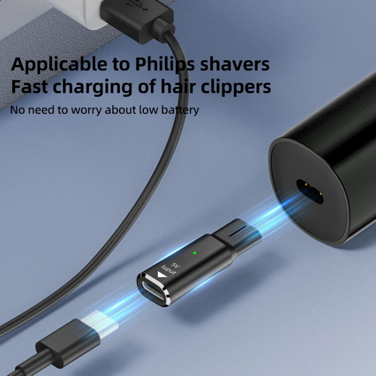 Shaver / Clipper Charging Adapter for Philips, Interface:Type-C to 5V Oval(Black) - Accessories by buy2fix | Online Shopping UK | buy2fix