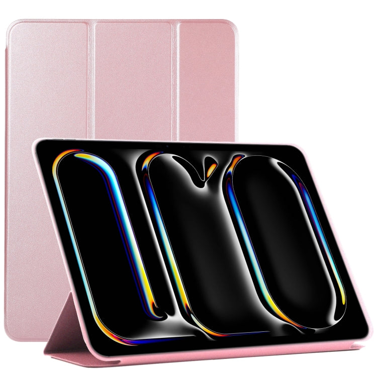 For iPad Pro 13 2024 Double-sided Clip Non-buckle Magnetic PU Smart Tablet Case(Rose Gold) - iPad Air 13 2024 Cases by buy2fix | Online Shopping UK | buy2fix