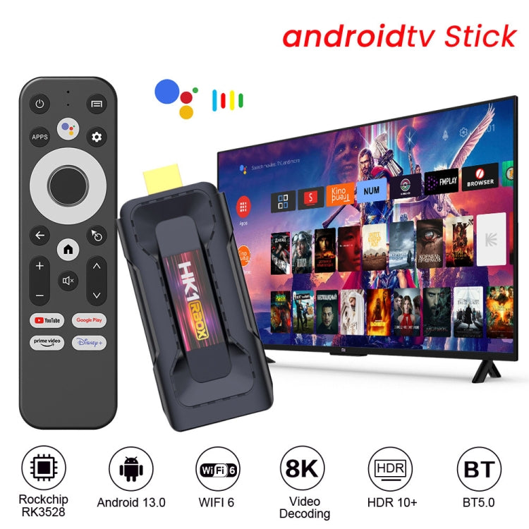 HK1 RBOX D8 RK3528 Android 13.0 Quad Core 8K HD Wifi6 Bluetooth TV Stick, RAM:2GB+16GB(AU Plug) - Android TV Sticks by buy2fix | Online Shopping UK | buy2fix