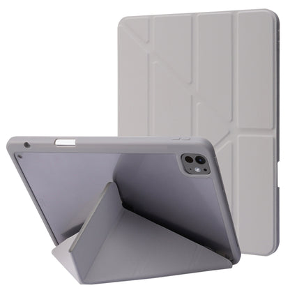 For iPad Pro 13 2024 Deformation Transparent Acrylic Leather Tablet Case(Grey) - iPad Pro 13 2024 Cases by buy2fix | Online Shopping UK | buy2fix