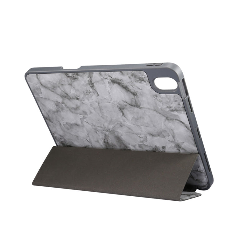 For iPad Air 11 2024 Three-fold Marble Texture Protective Tablet Case with Pen Slot(Black Gray) - iPad Air 11 2024 Cases by buy2fix | Online Shopping UK | buy2fix