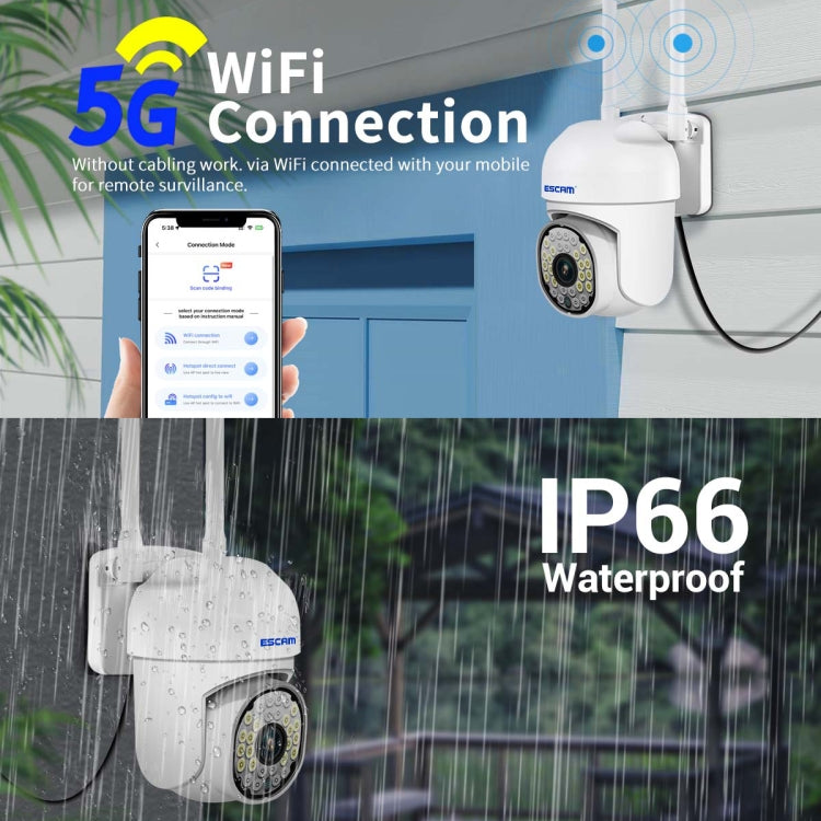 ESCAM PT305 2MP HD Motion Detection WiFi Intelligent Dual-light Source Camera(US Plug) - Dome Camera by ESCAM | Online Shopping UK | buy2fix