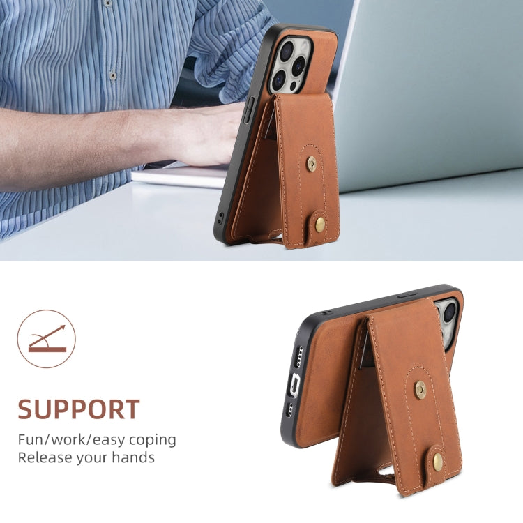 For iPhone 16 Pro Denior D14 NK Retro Pattern MagSafe Magnetic Card Holder Leather Phone Case(Brown) - iPhone 16 Pro Cases by Denior | Online Shopping UK | buy2fix