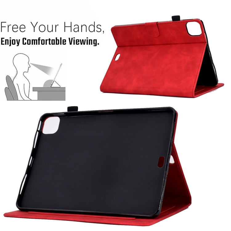 For iPad Pro 11 2024 Embossed Smile Smart Leather Tablet Case(Red) - iPad Pro 11 2024 Cases by buy2fix | Online Shopping UK | buy2fix