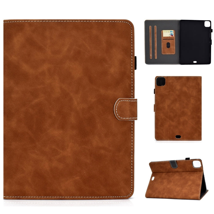 For iPad Pro 11 2024 Cowhide Texture Tablet Leather Smart Case(Brown) - iPad Pro 11 2024 Cases by buy2fix | Online Shopping UK | buy2fix