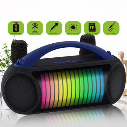 NewRixing NR-222 Portable Outdoor Dual Mic Colorful Wireless Bluetooth Speaker(Black) - Desktop Speaker by NewRixing | Online Shopping UK | buy2fix