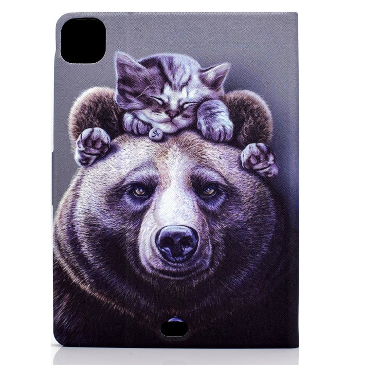 For iPad Pro 11 2024 Colored Drawing Smart Leather Tablet Case(Cat and Bear) - iPad Pro 11 2024 Cases by buy2fix | Online Shopping UK | buy2fix