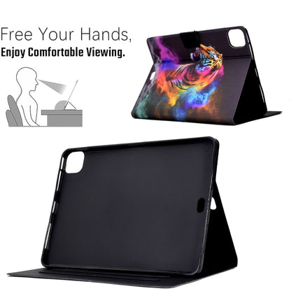 For iPad Pro 11 2024 Colored Drawing Smart Leather Tablet Case(Tiger) - iPad Pro 11 2024 Cases by buy2fix | Online Shopping UK | buy2fix