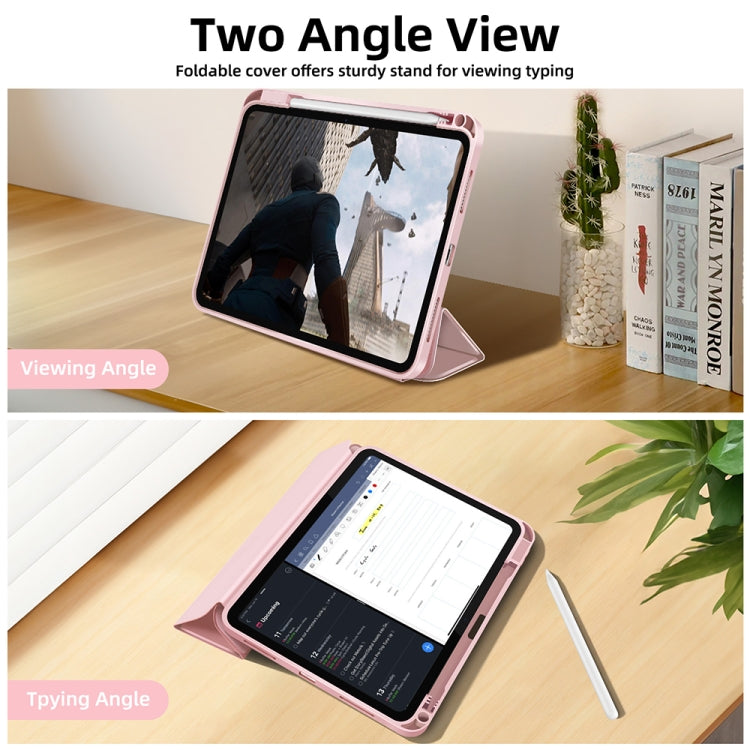 For iPad Air 11 2025 / 2024 3-fold TPU Smart Leather Tablet Case with Pen Slot(Pink) - iPad Air 11 2025 / 2024 Cases by buy2fix | Online Shopping UK | buy2fix