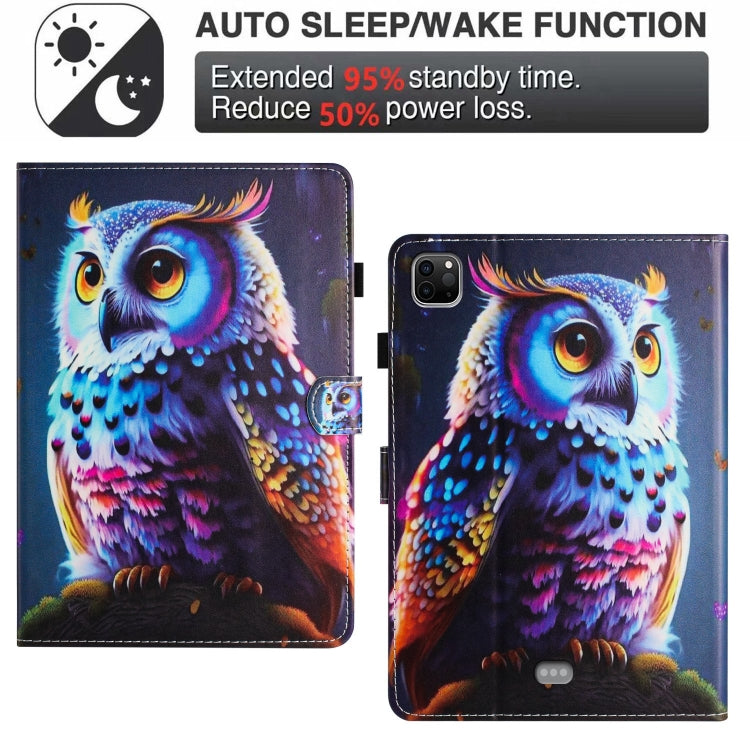 For iPad Pro 11 2024 Painted Litchi Leather Sewing Smart Tablet Case(Colorful Owl) - iPad Pro 11 2024 Cases by buy2fix | Online Shopping UK | buy2fix