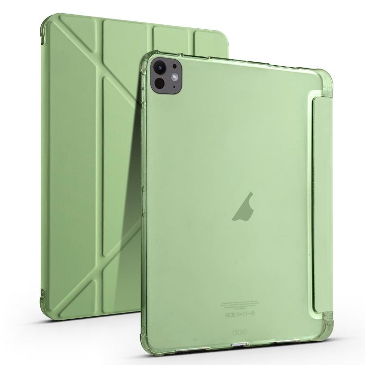 For iPad Pro 13 2024 Multi-folding TPU Leather Smart Tablet Case with Pen Slot(Matcha Green) - iPad Pro 13 2024 Cases by buy2fix | Online Shopping UK | buy2fix