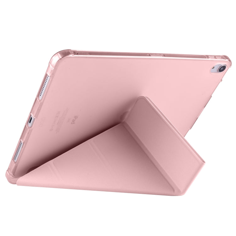 For iPad Air 11 2024 Multi-folding TPU Leather Smart Tablet Case with Pen Slot(Pink) - iPad Air 11 2024 Cases by buy2fix | Online Shopping UK | buy2fix