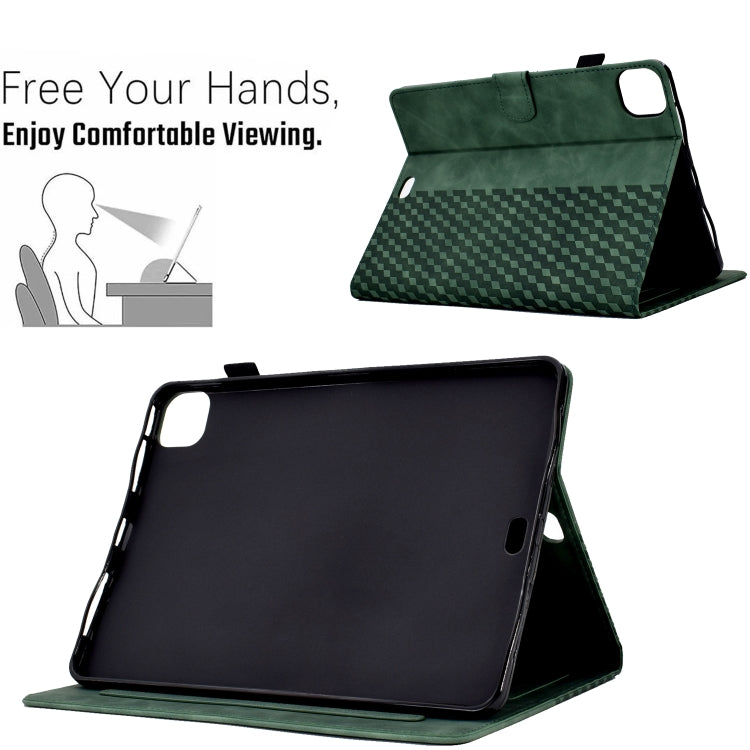 For iPad Pro 11 2024 Rhombus Embossed Leather Tablet Case(Green) - iPad Pro 11 2024 Cases by buy2fix | Online Shopping UK | buy2fix