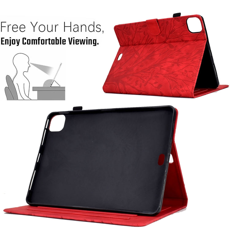 For iPad Pro 11 2024 Fortune Tree Embossed Leather Smart Tablet Case(Red) - iPad Pro 11 2024 Cases by buy2fix | Online Shopping UK | buy2fix