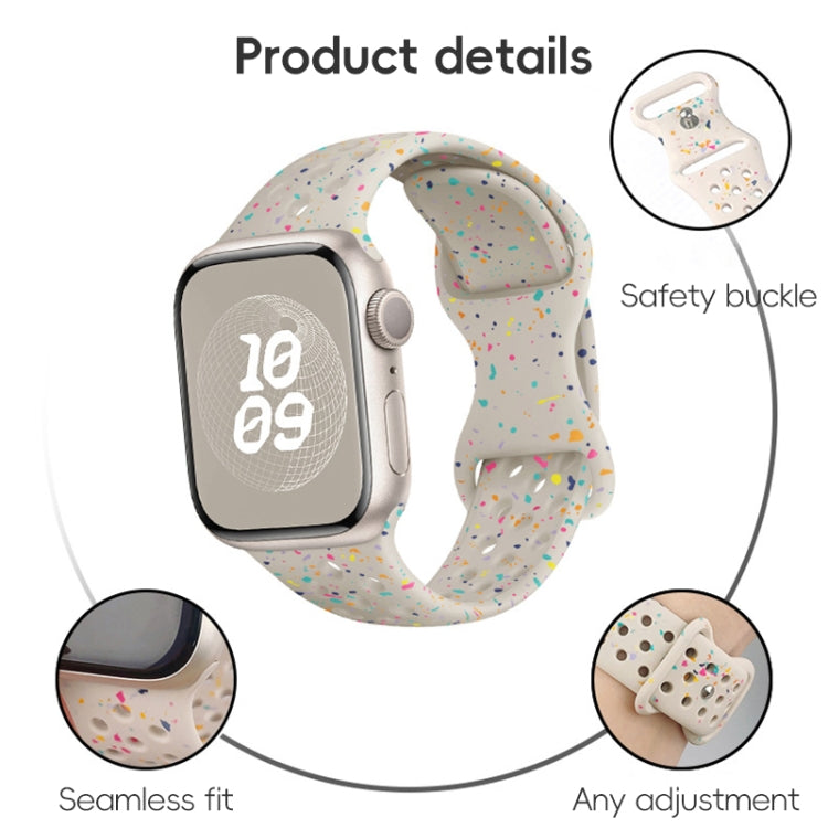 For Apple Watch 42mm Hole Style Butterfly Buckle Camouflage Silicone Watch Band(Pink Sand) - Watch Bands by buy2fix | Online Shopping UK | buy2fix