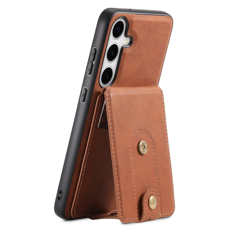 For Samsung Galaxy S24+ 5G Denior D14 NK Retro Pattern MagSafe Magnetic Card Holder Leather Phone Case(Brown) - Galaxy S24+ 5G Cases by Denior | Online Shopping UK | buy2fix