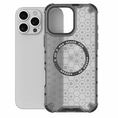 For iPhone 16 Pro Max Honeycomb Magnetic Ring Shockproof Phone Case(Black) - iPhone 16 Pro Max Cases by buy2fix | Online Shopping UK | buy2fix