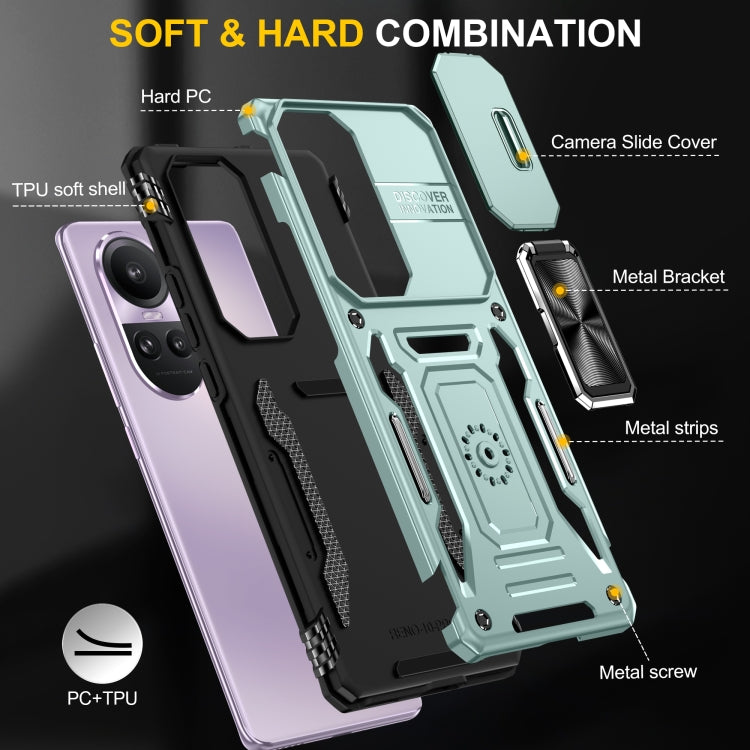 For OPPO Reno10 Global Armor PC + TPU Camera Shield Phone Case(Alpine Green) - OPPO Cases by buy2fix | Online Shopping UK | buy2fix