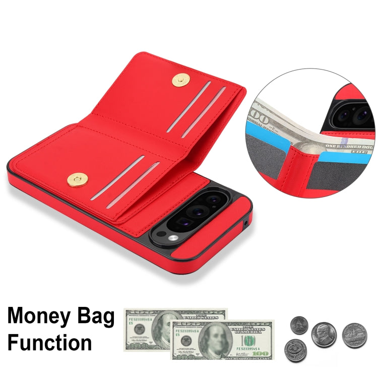 For Google Pixel 9 RFID Anti-theft Card Ring Holder Phone Case(Red) - Google Cases by buy2fix | Online Shopping UK | buy2fix