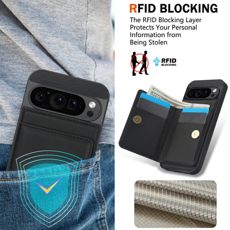 For Google Pixel 9 Pro XL RFID Anti-theft Card Ring Holder Phone Case(Black) - Google Cases by buy2fix | Online Shopping UK | buy2fix