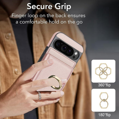 For Google Pixel 9 Pro XL RFID Anti-theft Card Ring Holder Phone Case(Rose Gold) - Google Cases by buy2fix | Online Shopping UK | buy2fix