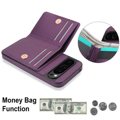 For Google Pixel 9 Pro XL RFID Anti-theft Card Ring Holder Phone Case(Dark Purple) - Google Cases by buy2fix | Online Shopping UK | buy2fix