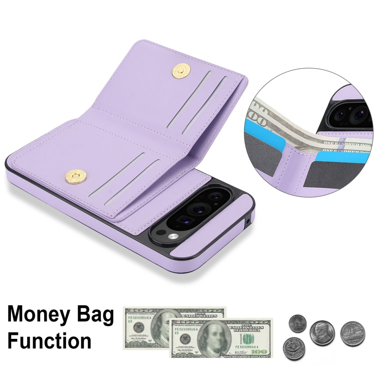 For Google Pixel 9 Pro XL RFID Anti-theft Card Ring Holder Phone Case(Purple) - Google Cases by buy2fix | Online Shopping UK | buy2fix