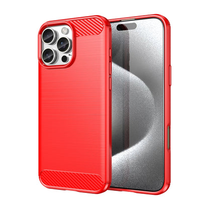 For iPhone 16 Pro Max Brushed Texture Carbon Fiber TPU Phone Case(Red) - iPhone 16 Pro Max Cases by buy2fix | Online Shopping UK | buy2fix