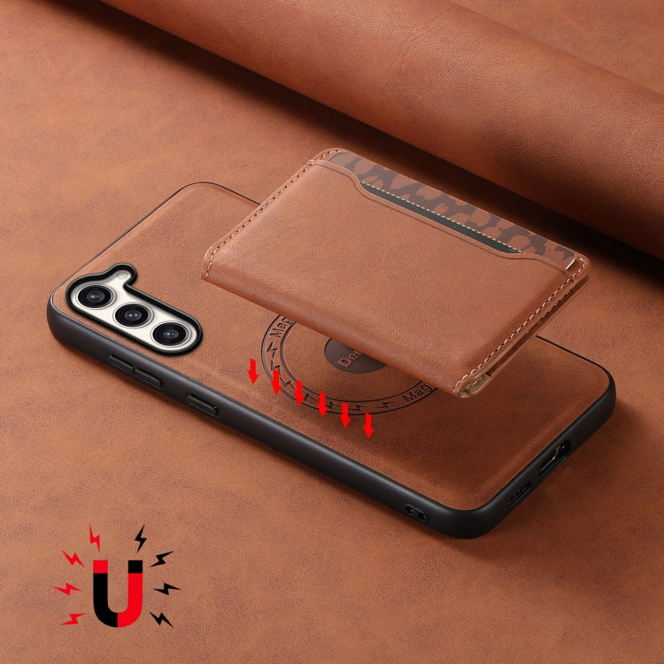 For Samsung Galaxy S23+ 5G Denior D13 Retro Texture Leather MagSafe Card Bag Phone Case(Brown) - Galaxy S23+ 5G Cases by Denior | Online Shopping UK | buy2fix