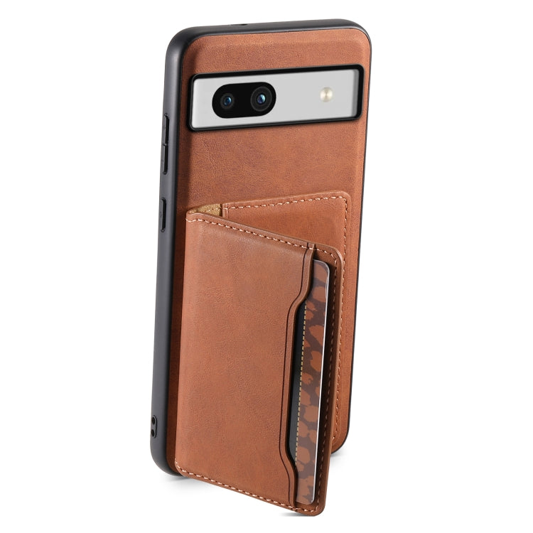 For Google Pixel 7a Denior D13 Retro Texture Leather MagSafe Card Bag Phone Case(Brown) - Google Cases by Denior | Online Shopping UK | buy2fix