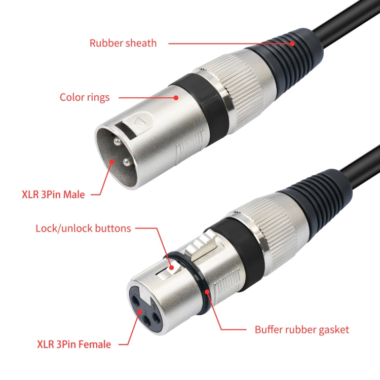 2055YMFF-05 XLR 3pin Male to Dual Female Audio Cable, Length: 50cm(Black+Red) - Microphone Audio Cable & Connector by buy2fix | Online Shopping UK | buy2fix