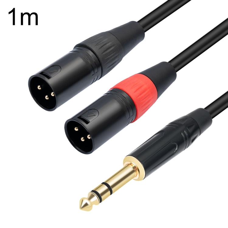 TC145YXK108RE-10 6.35mm 1/4 TRS Male to Dual XLR Male Audio Cable, Length:1m(Black) - Microphone Audio Cable & Connector by buy2fix | Online Shopping UK | buy2fix