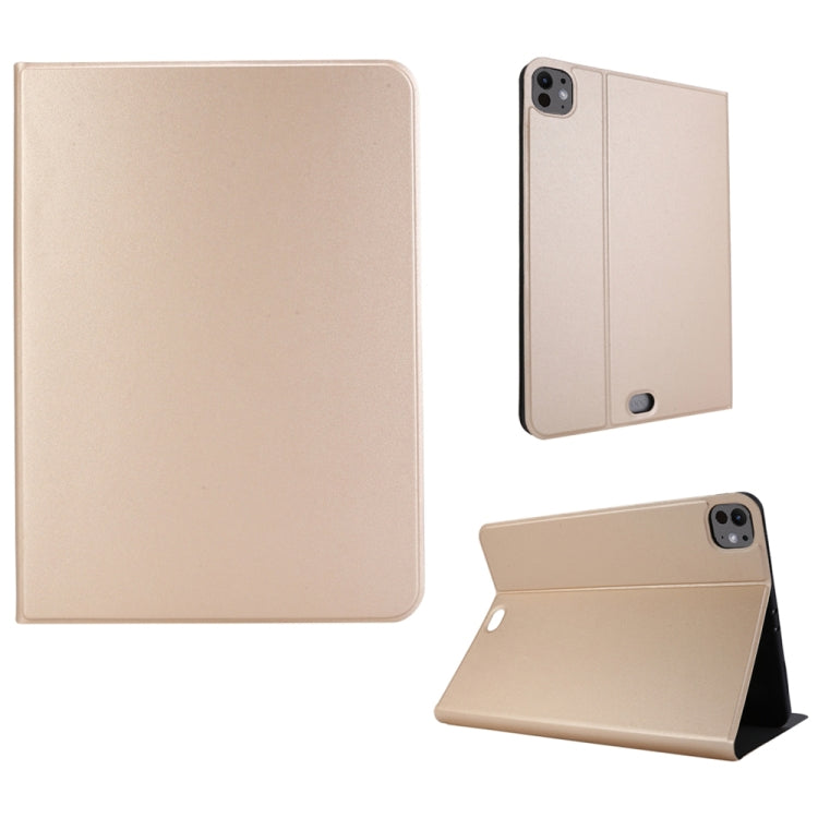 For iPad Pro 11 2024 Stretch Voltage Plain Leather Smart Tablet Case(Gold) - iPad Pro 11 2024 Cases by buy2fix | Online Shopping UK | buy2fix