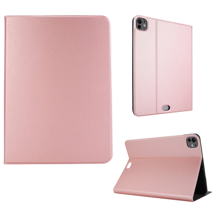 For iPad Pro 11 2024 Stretch Voltage Plain Leather Smart Tablet Case(Rose Gold) - iPad Pro 11 2024 Cases by buy2fix | Online Shopping UK | buy2fix