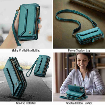 For iPhone 11 CaseMe C36 Card Slots Zipper Wallet RFID Anti-theft Leather Phone Case(Blue-green) - iPhone 11 Cases by CaseMe | Online Shopping UK | buy2fix