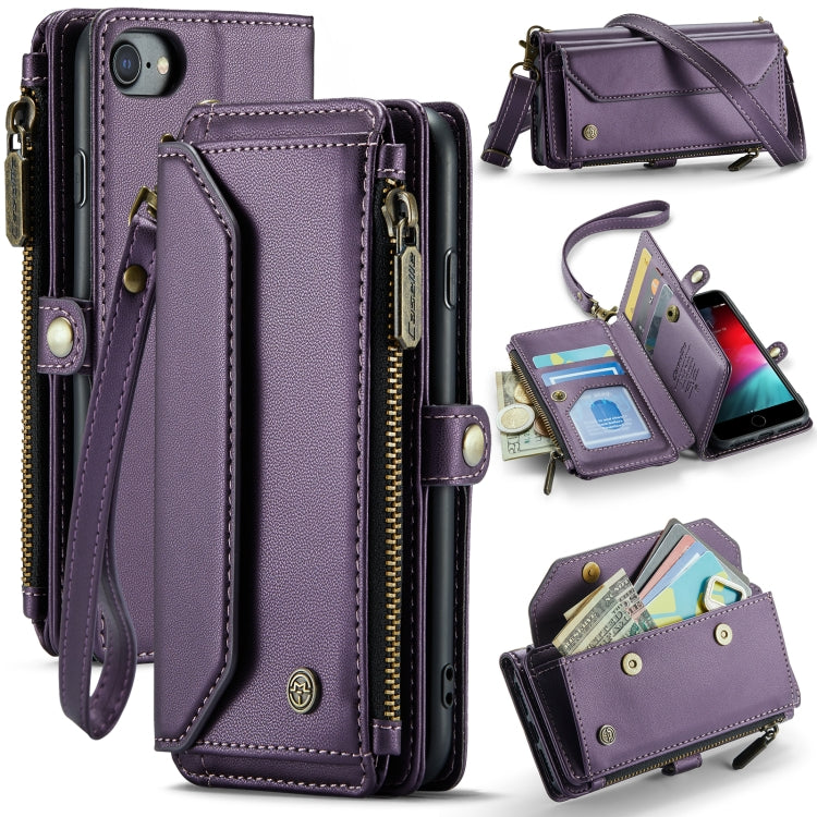 For iPhone SE 2022 / SE 2020 CaseMe C36 Card Slots Zipper Wallet RFID Anti-theft Leather Phone Case(Purple) - iPhone SE 2022 / 2020 / 8 / 7 Cases by CaseMe | Online Shopping UK | buy2fix