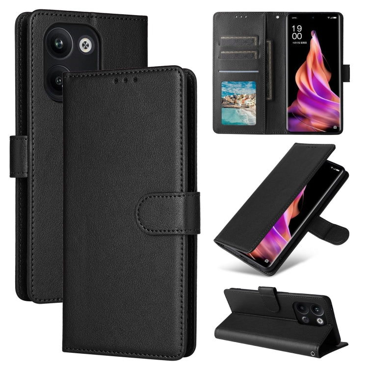 For OPPO Reno9 /9 Pro 5G Multifunctional Horizontal Flip Leather Phone Case with Three Card Slot(Black) - OPPO Cases by buy2fix | Online Shopping UK | buy2fix