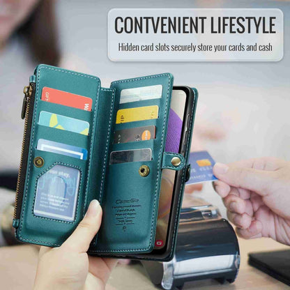 For Samsung Galaxy A32 5G CaseMe C36 Card Slots Zipper Wallet RFID Anti-theft Leather Phone Case(Blue-green) - Galaxy Phone Cases by CaseMe | Online Shopping UK | buy2fix