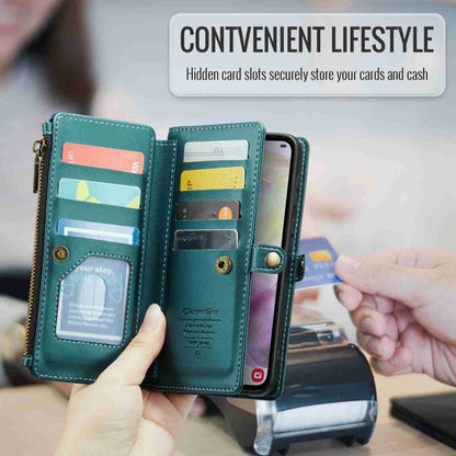 For Samsung Galaxy A35 5G CaseMe C36 Card Slots Zipper Wallet RFID Anti-theft Leather Phone Case(Blue-green) - Galaxy Phone Cases by CaseMe | Online Shopping UK | buy2fix