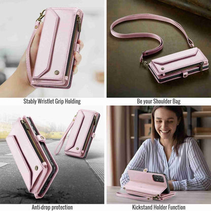 For Samsung Galaxy A72 CaseMe C36 Card Slots Zipper Wallet RFID Anti-theft Leather Phone Case(Pink) - Galaxy Phone Cases by CaseMe | Online Shopping UK | buy2fix