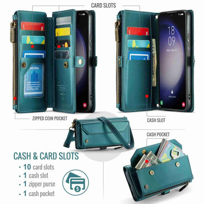 For Samsung Galaxy S23+ 5G CaseMe C36 Card Slots Zipper Wallet RFID Anti-theft Leather Phone Case(Blue-green) - Galaxy S23+ 5G Cases by CaseMe | Online Shopping UK | buy2fix